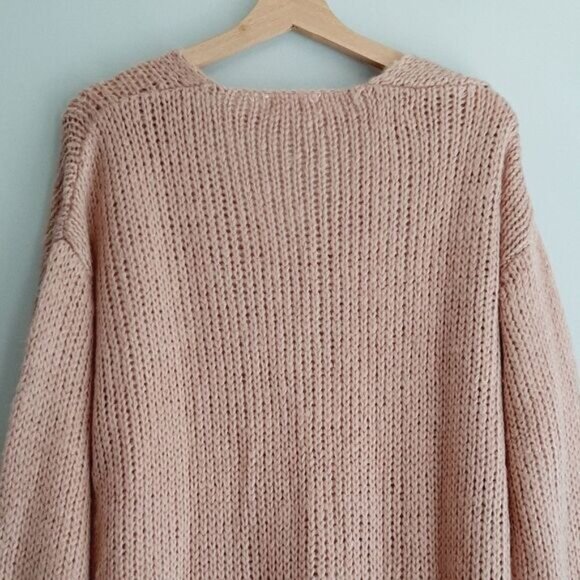 ELAN "Love" V-neck Pullover Knit Sweater Top Light Pink Sz M - Picture 11 of 15